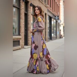Anthropologie Tracy Reese Eudicot Elegant Floral Long Sleeve Dress